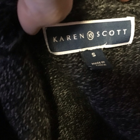 Karen Scott charcoal n red oversized cardigan - Picture 3 of 12